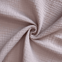 Ткань Муслин Жатый, цвет Пыльно-Розовый (на отрез)  в Шахтах