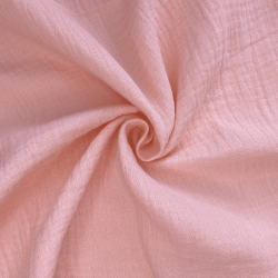 Ткань Муслин Жатый, цвет Нежно-Розовый (на отрез)  в Шахтах
