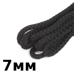 Шнур с сердечником 7мм, цвет Чёрный (плетено-вязанный, плотный)  в Шахтах